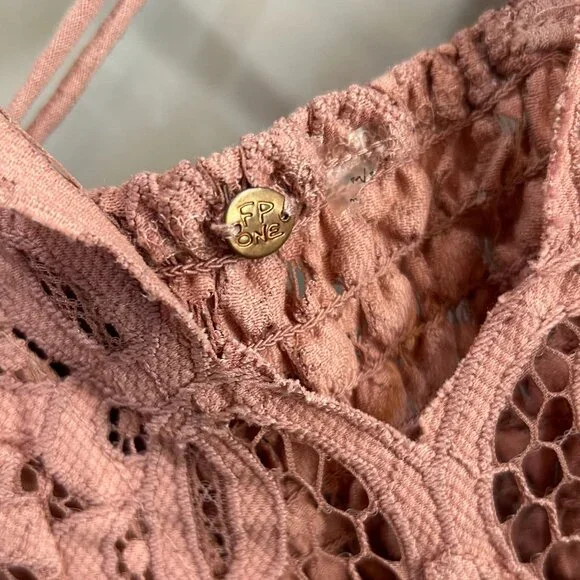 Free People Womens Adella Flowy lace Slip Dress Dusty Rose Pink Size ? Women's - Picture 9 of 14